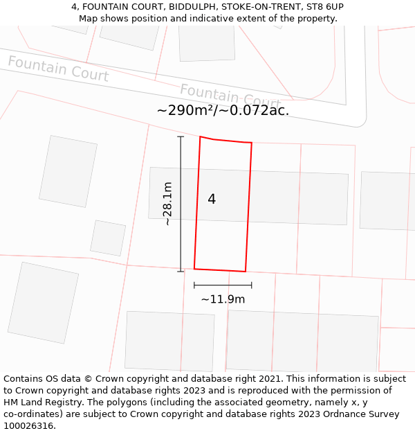 4, FOUNTAIN COURT, BIDDULPH, STOKE-ON-TRENT, ST8 6UP: Plot and title map