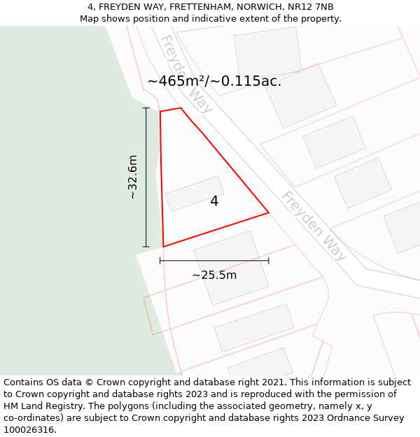 4, FREYDEN WAY, FRETTENHAM, NORWICH, NR12 7NB: Plot and title map