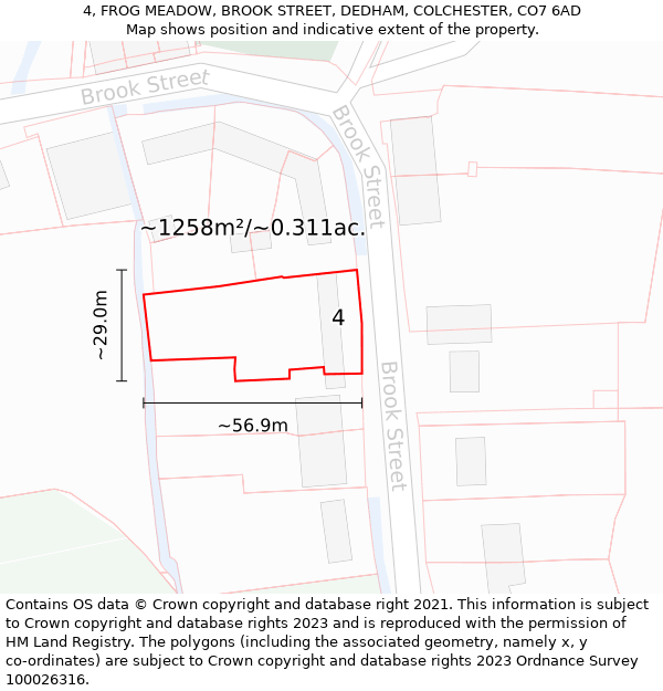 4, FROG MEADOW, BROOK STREET, DEDHAM, COLCHESTER, CO7 6AD: Plot and title map