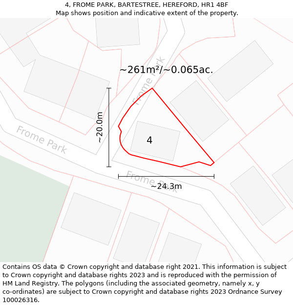 4, FROME PARK, BARTESTREE, HEREFORD, HR1 4BF: Plot and title map