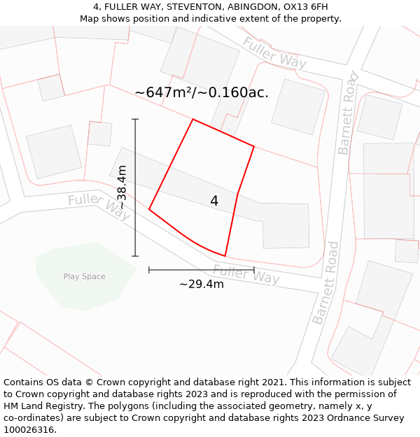 4, FULLER WAY, STEVENTON, ABINGDON, OX13 6FH: Plot and title map