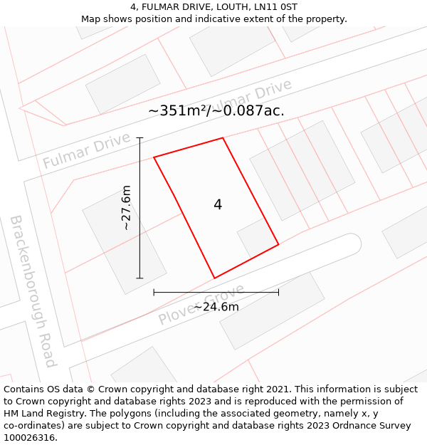 4, FULMAR DRIVE, LOUTH, LN11 0ST: Plot and title map