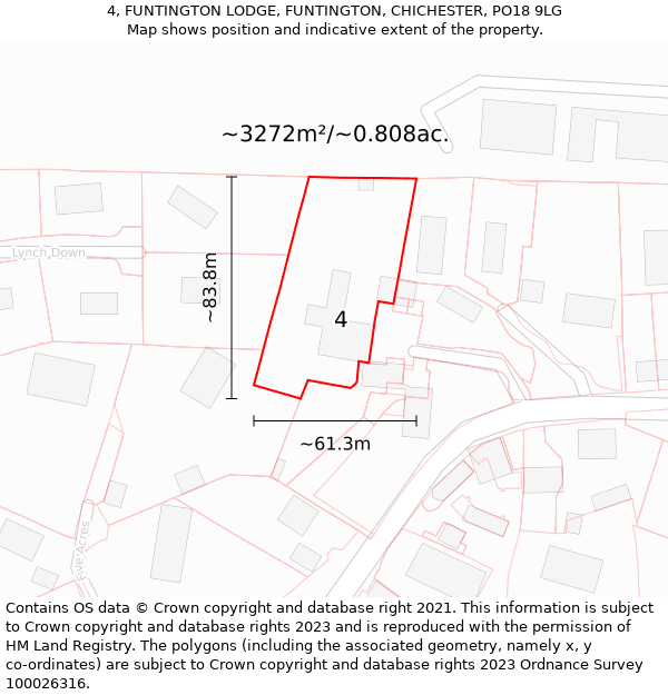 4, FUNTINGTON LODGE, FUNTINGTON, CHICHESTER, PO18 9LG: Plot and title map