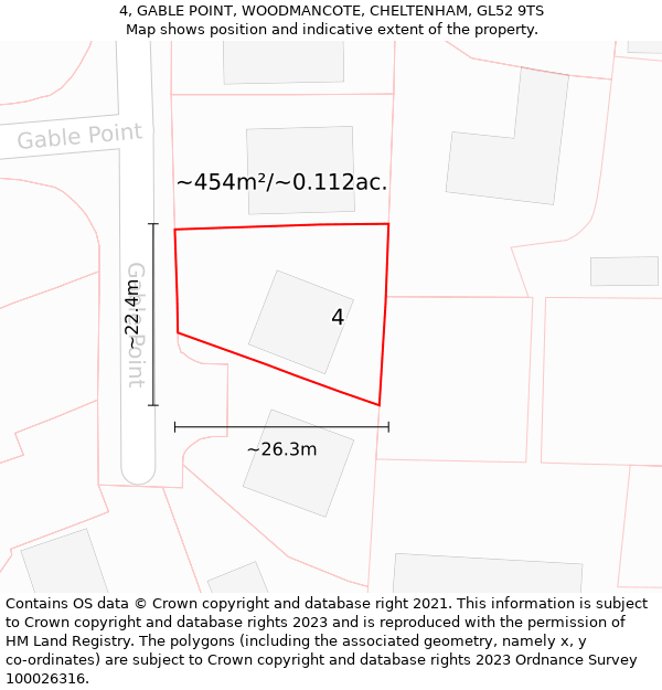 4, GABLE POINT, WOODMANCOTE, CHELTENHAM, GL52 9TS: Plot and title map