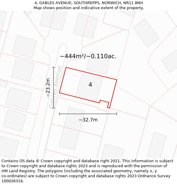 4, GABLES AVENUE, SOUTHREPPS, NORWICH, NR11 8NH: Plot and title map