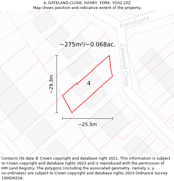 4, GATELAND CLOSE, HAXBY, YORK, YO32 2ZZ: Plot and title map