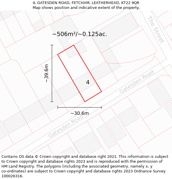 4, GATESDEN ROAD, FETCHAM, LEATHERHEAD, KT22 9QR: Plot and title map