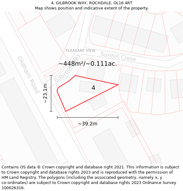 4, GILBROOK WAY, ROCHDALE, OL16 4RT: Plot and title map