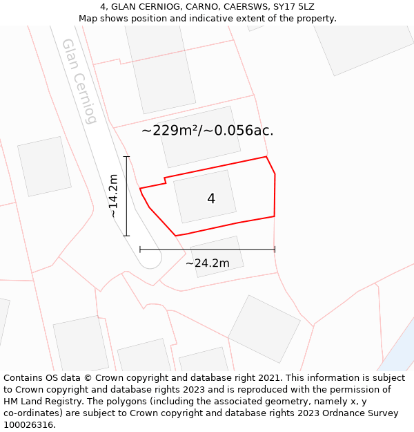 4, GLAN CERNIOG, CARNO, CAERSWS, SY17 5LZ: Plot and title map