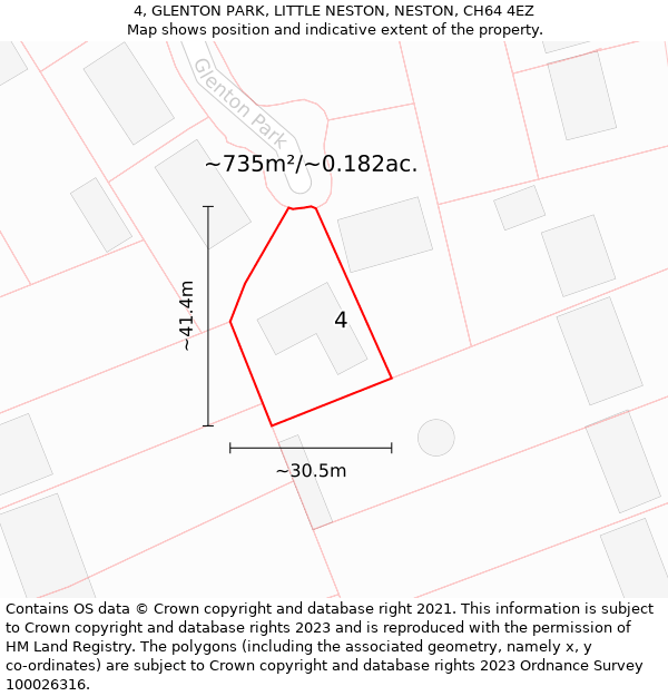 4, GLENTON PARK, LITTLE NESTON, NESTON, CH64 4EZ: Plot and title map