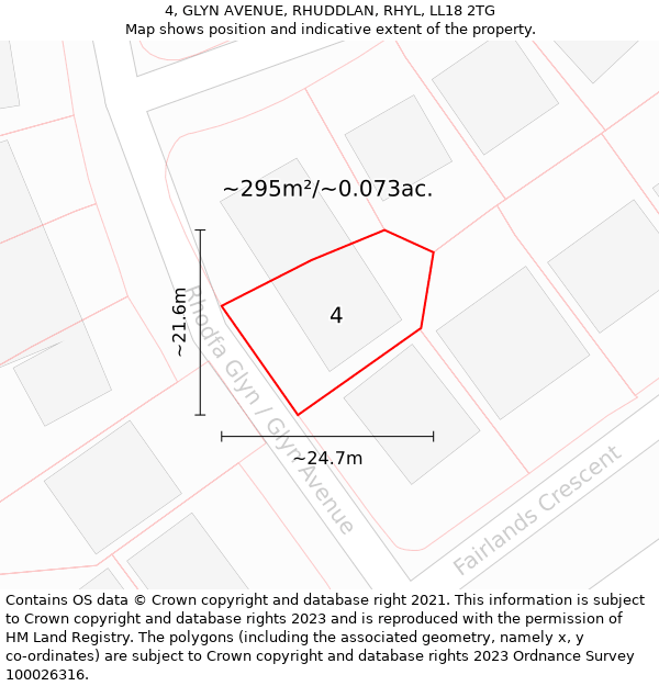 4, GLYN AVENUE, RHUDDLAN, RHYL, LL18 2TG: Plot and title map