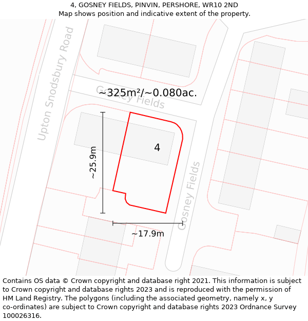 4, GOSNEY FIELDS, PINVIN, PERSHORE, WR10 2ND: Plot and title map