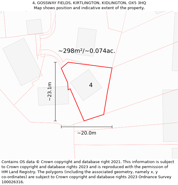 4, GOSSWAY FIELDS, KIRTLINGTON, KIDLINGTON, OX5 3HQ: Plot and title map