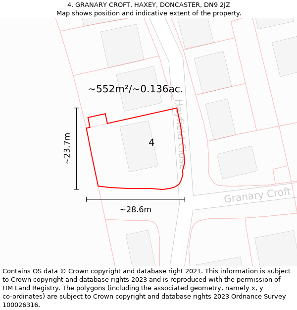 4, GRANARY CROFT, HAXEY, DONCASTER, DN9 2JZ: Plot and title map