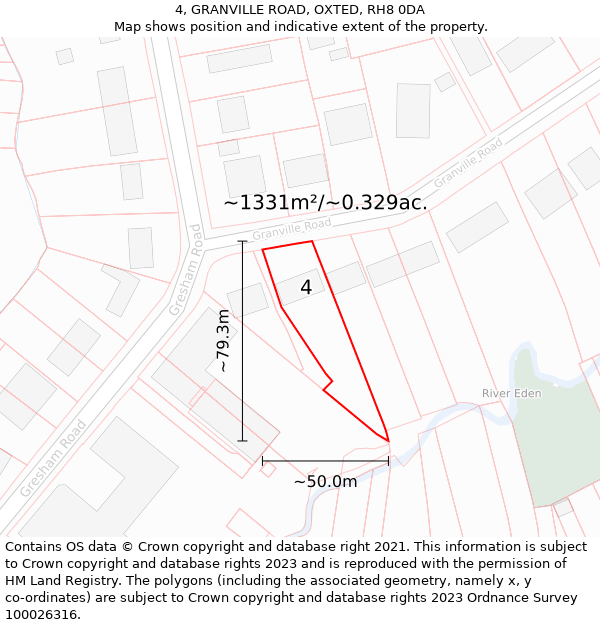 4, GRANVILLE ROAD, OXTED, RH8 0DA: Plot and title map