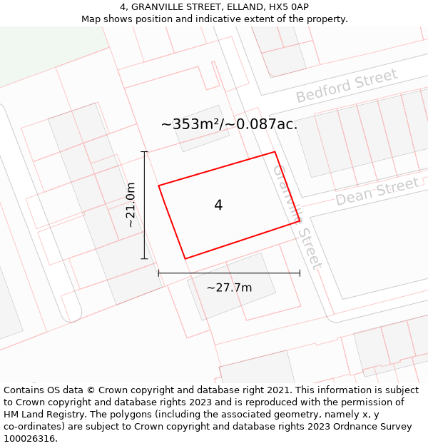 4, GRANVILLE STREET, ELLAND, HX5 0AP: Plot and title map