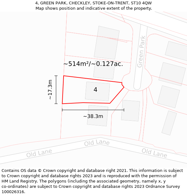 4, GREEN PARK, CHECKLEY, STOKE-ON-TRENT, ST10 4QW: Plot and title map