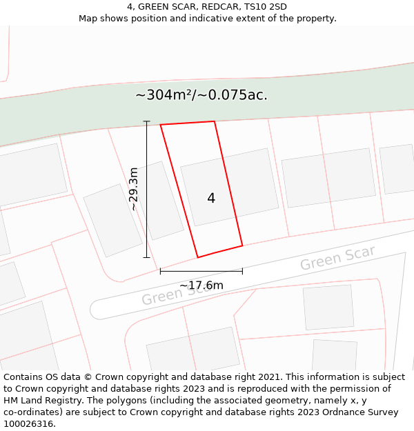 4, GREEN SCAR, REDCAR, TS10 2SD: Plot and title map