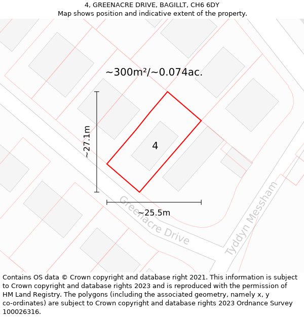 4, GREENACRE DRIVE, BAGILLT, CH6 6DY: Plot and title map