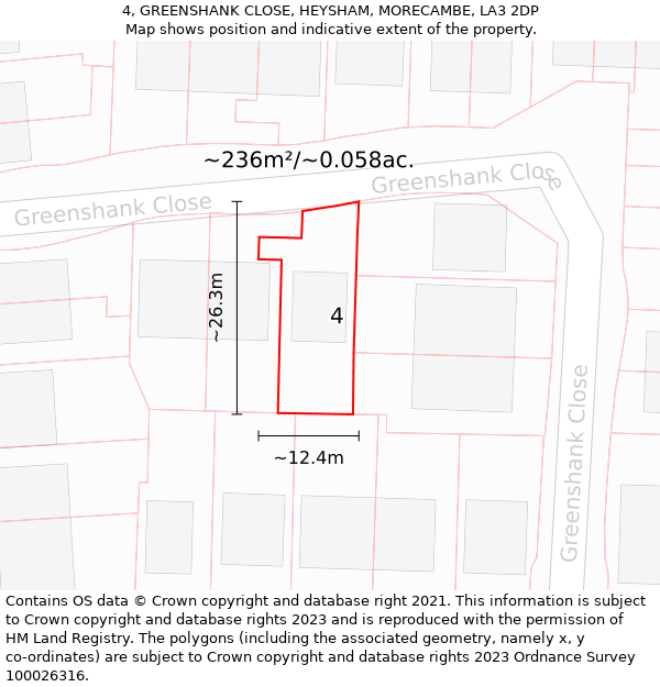 4, GREENSHANK CLOSE, HEYSHAM, MORECAMBE, LA3 2DP: Plot and title map