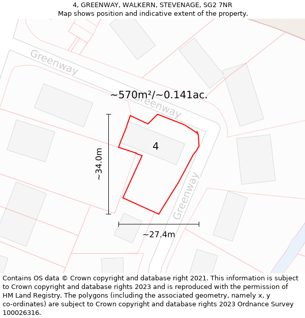 4, GREENWAY, WALKERN, STEVENAGE, SG2 7NR: Plot and title map