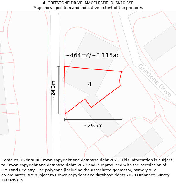 4, GRITSTONE DRIVE, MACCLESFIELD, SK10 3SF: Plot and title map