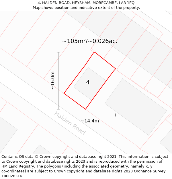 4, HALDEN ROAD, HEYSHAM, MORECAMBE, LA3 1EQ: Plot and title map