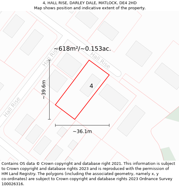 4, HALL RISE, DARLEY DALE, MATLOCK, DE4 2HD: Plot and title map