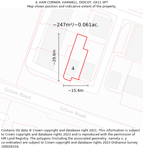 4, HAM CORNER, HARWELL, DIDCOT, OX11 0FT: Plot and title map