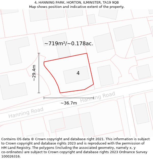 4, HANNING PARK, HORTON, ILMINSTER, TA19 9QB: Plot and title map