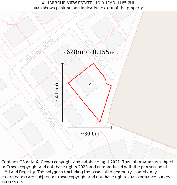 4, HARBOUR VIEW ESTATE, HOLYHEAD, LL65 2HL: Plot and title map