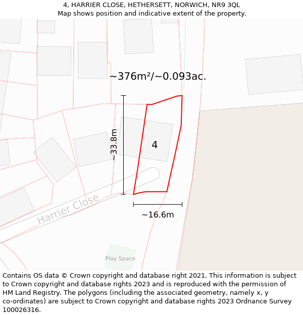 4, HARRIER CLOSE, HETHERSETT, NORWICH, NR9 3QL: Plot and title map