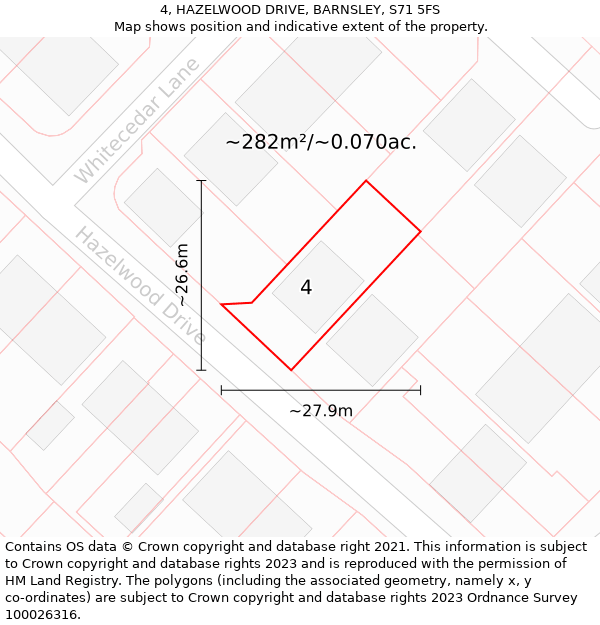 4, HAZELWOOD DRIVE, BARNSLEY, S71 5FS: Plot and title map