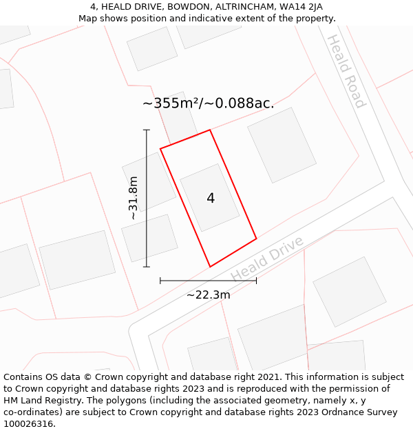 4, HEALD DRIVE, BOWDON, ALTRINCHAM, WA14 2JA: Plot and title map