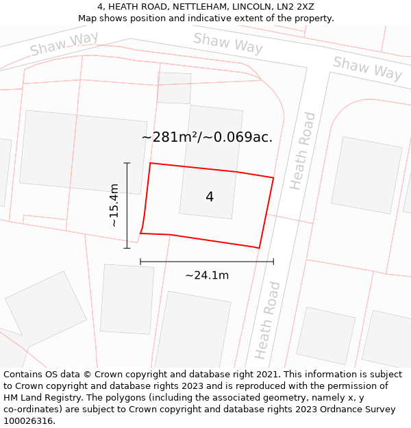 4, HEATH ROAD, NETTLEHAM, LINCOLN, LN2 2XZ: Plot and title map