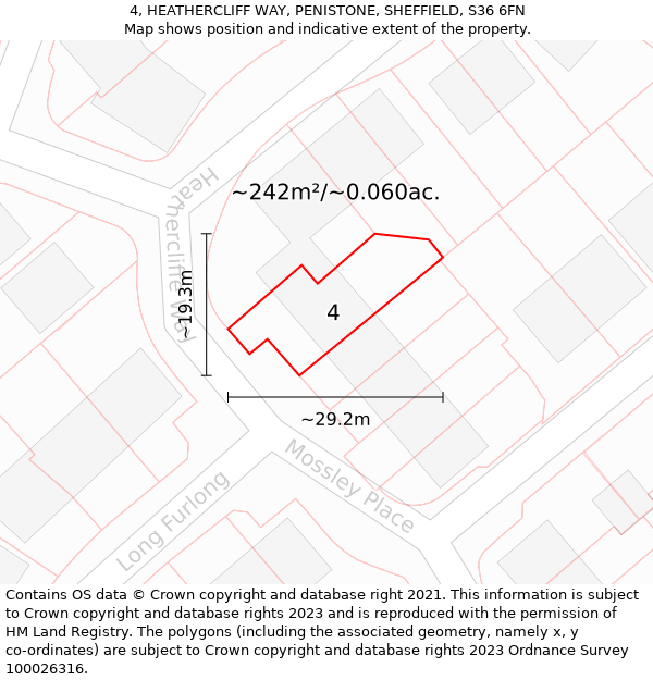 4, HEATHERCLIFF WAY, PENISTONE, SHEFFIELD, S36 6FN: Plot and title map