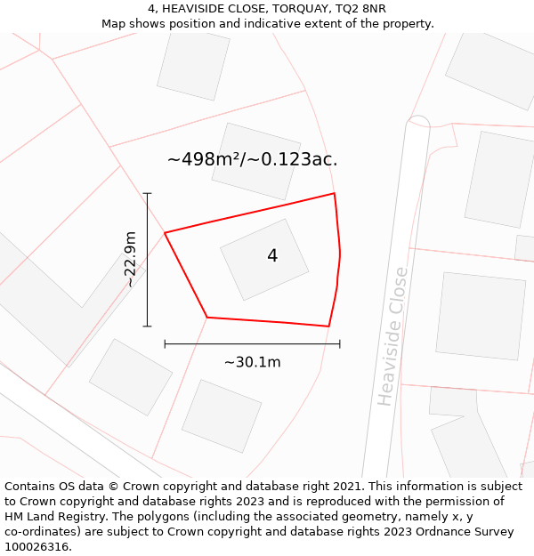 4, HEAVISIDE CLOSE, TORQUAY, TQ2 8NR: Plot and title map