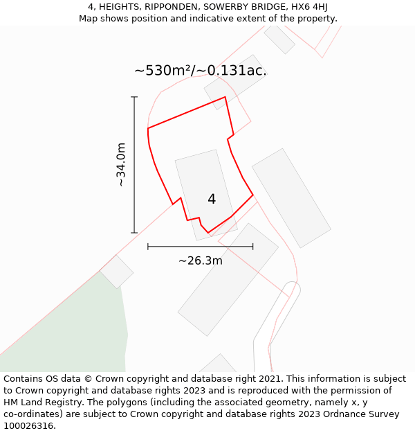 4, HEIGHTS, RIPPONDEN, SOWERBY BRIDGE, HX6 4HJ: Plot and title map