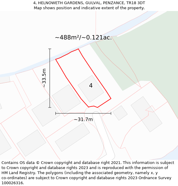 4, HELNOWETH GARDENS, GULVAL, PENZANCE, TR18 3DT: Plot and title map