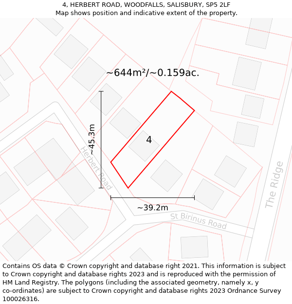 4, HERBERT ROAD, WOODFALLS, SALISBURY, SP5 2LF: Plot and title map