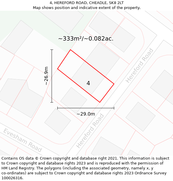 4, HEREFORD ROAD, CHEADLE, SK8 2LT: Plot and title map