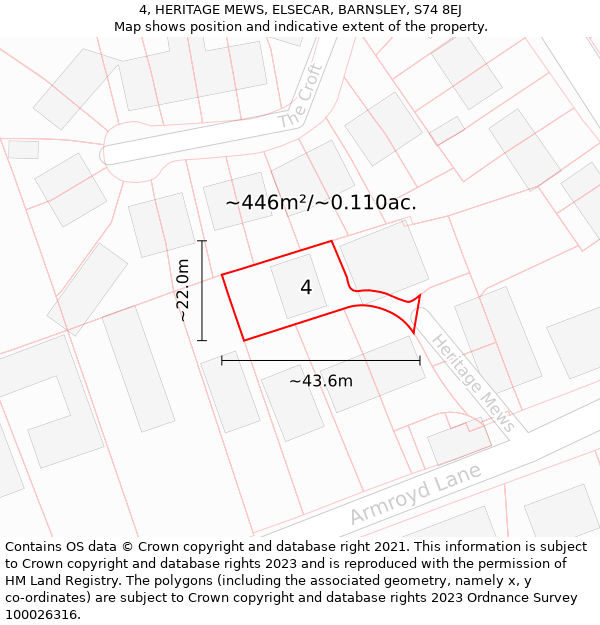 4, HERITAGE MEWS, ELSECAR, BARNSLEY, S74 8EJ: Plot and title map