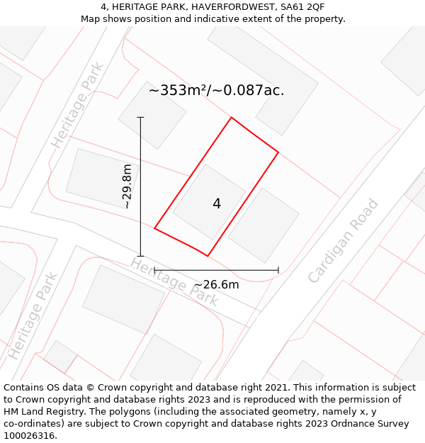 4, HERITAGE PARK, HAVERFORDWEST, SA61 2QF: Plot and title map