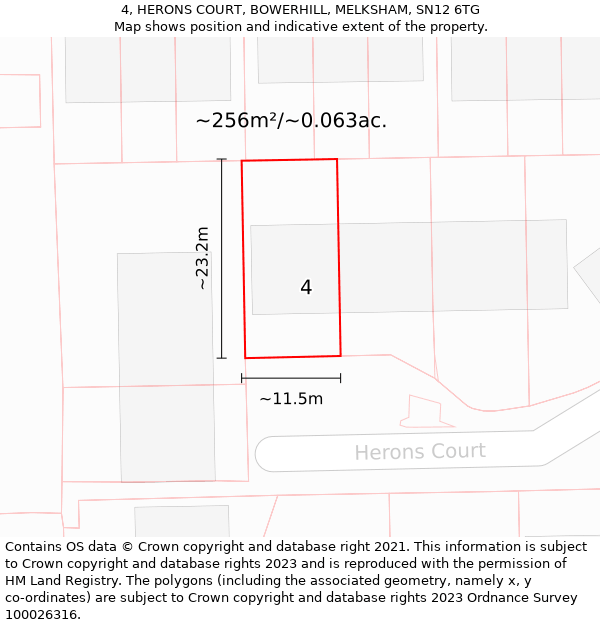 4, HERONS COURT, BOWERHILL, MELKSHAM, SN12 6TG: Plot and title map