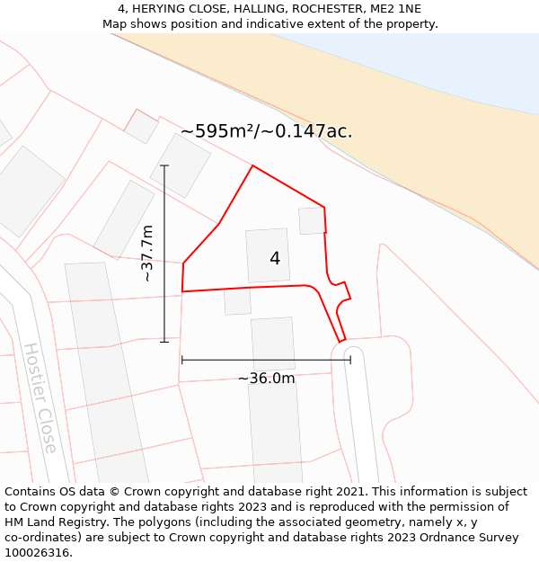 4, HERYING CLOSE, HALLING, ROCHESTER, ME2 1NE: Plot and title map