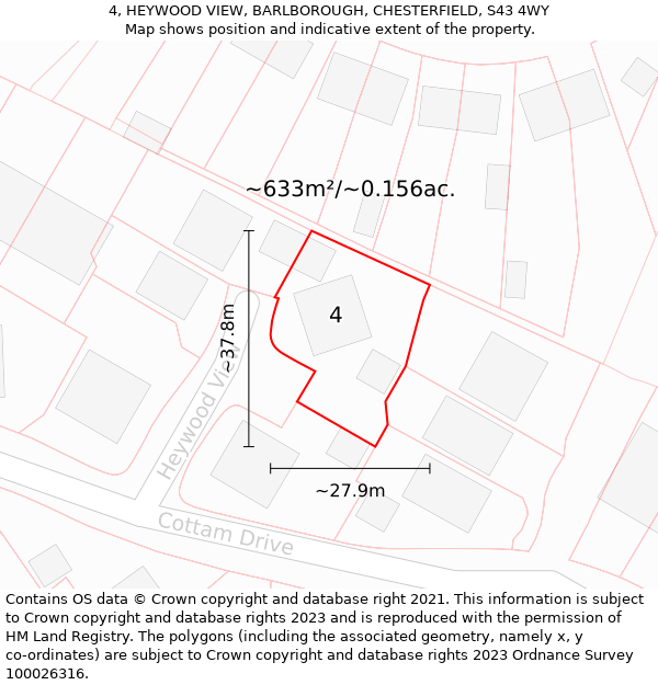 4, HEYWOOD VIEW, BARLBOROUGH, CHESTERFIELD, S43 4WY: Plot and title map