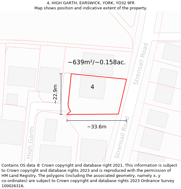 4, HIGH GARTH, EARSWICK, YORK, YO32 9FR: Plot and title map