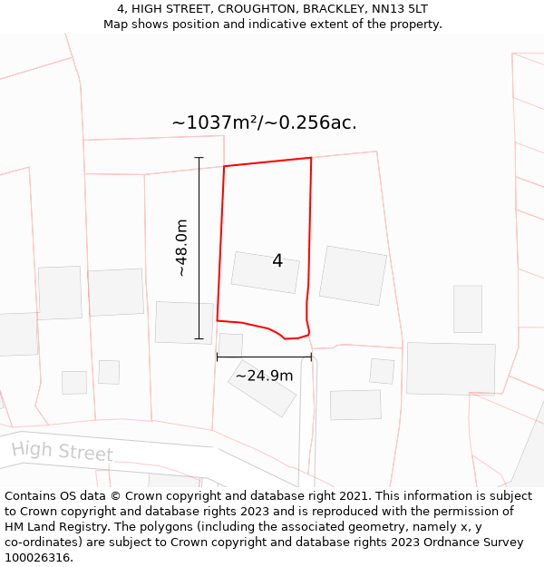4, HIGH STREET, CROUGHTON, BRACKLEY, NN13 5LT: Plot and title map