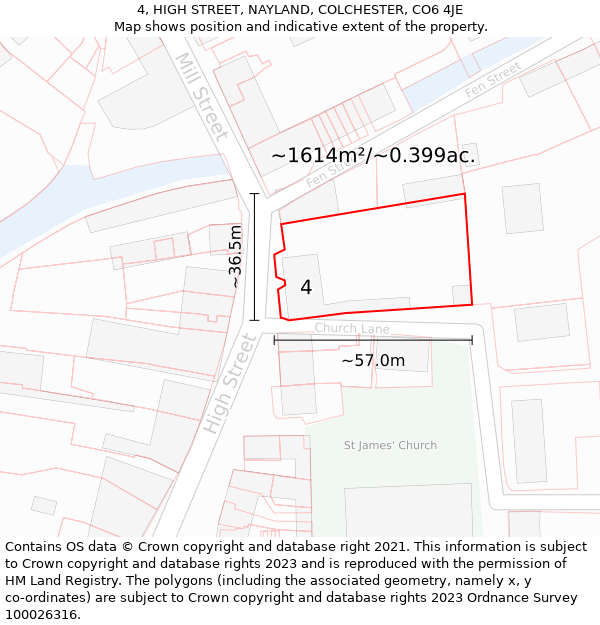 4, HIGH STREET, NAYLAND, COLCHESTER, CO6 4JE: Plot and title map