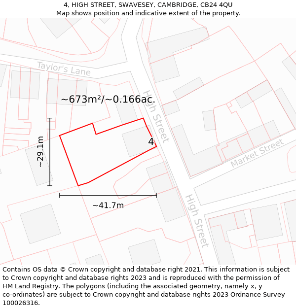 4, HIGH STREET, SWAVESEY, CAMBRIDGE, CB24 4QU: Plot and title map